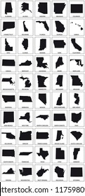 Black Silhouette Maps Of 50 Us States.