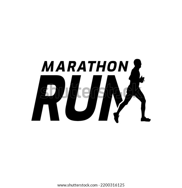 Black Silhouette Marathon Run Event Logo Stock Vector (Royalty Free ...