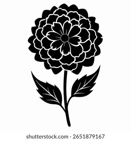 silhueta preta de flor de calêndula