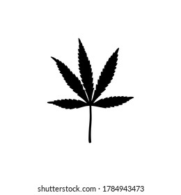 Black Silhouette of a Marijuana Leaf in a Simple Style. Vector illustration of a Medical Cannabis Leaf for creating Logos, Patterns, Printing on t-shirts and Posters.