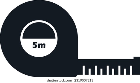 
Black silhouette of measuring tape icon vector 