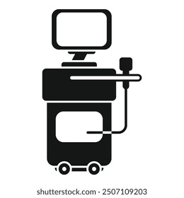 Black silhouette of a medical ultrasound machine with a monitor, used for diagnosis in healthcare