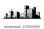 Black silhouette of a medieval castle