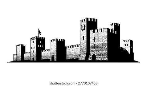 Black silhouette of a medieval castle