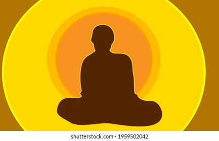 Black silhouette meditation texture background illustration