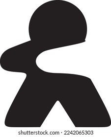 Black silhouette of a meeple on a white background. Family board games logo. background is excluded.