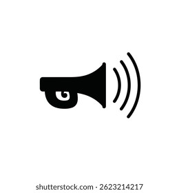 Black Silhouette Of Megaphone Icon With Sound Waves Design Element
