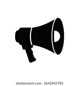 Black silhouette megaphone loudspeaker announcement.