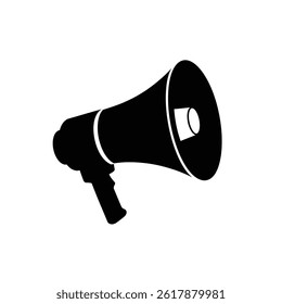 Black Silhouette Of A Megaphone On White Background Communication Tool Illustration