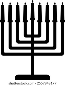 Black silhouette of a menorah. Isolated vector illustration.	