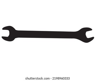 Black silhouette of Metal wrench isolated on white background white background. Repair tool. Vector illustration