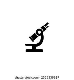 Black silhouette of a microscope, ideal for science and research themes.
