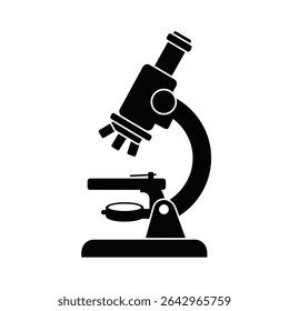 Equipamento de laboratório de ciência de microscópio de silhueta preta.