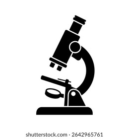 Equipamento de laboratório de ciência de microscópio de silhueta preta.