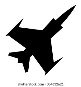Black Silhouette Military Flying Fighter Jet Vector Icon