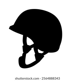 Black silhouette of a military helmet, representing safety, war themes, or military design elements. Ideal for logos, posters, or army-related graphics