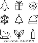 black silhouette Minimalist Christmas Icons