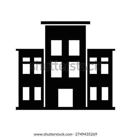 Black silhouette of a modern building complex architecture