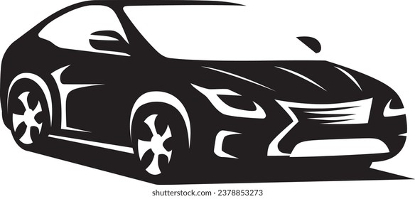 black silhouette modern car front and side view vector graphic designing