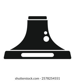 Black silhouette of a modern cooker hood extracting hot air and smoke, isolated on a white background