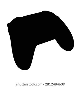 Black silhouette of a modern game controller with ergonomic grips isolated on a white background, for gaming and entertainment