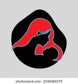 Black Silhouette Mom and baby Maternity Hospital Logo.