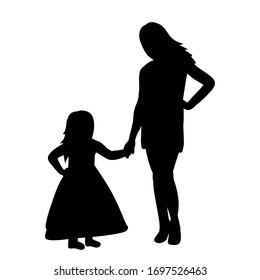  black silhouette mom and daughter