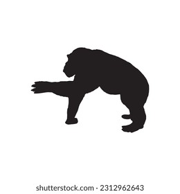 Black silhouette of a monkey or chimpanzee