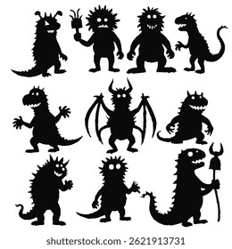Black silhouette monster vector illustration