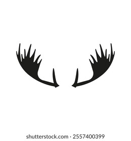 Black silhouette of moose horns icon. Moose antlers. Vector. Flat design.