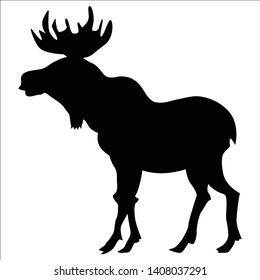 black silhouette of moose, side view