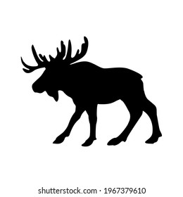 black silhouette of a moose. silhouette of a wild animal