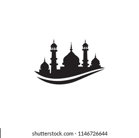 black silhouette mosque sign logo symbol vector design template