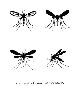 Uma silhueta preta de um conjunto de vetores ícone mosquito