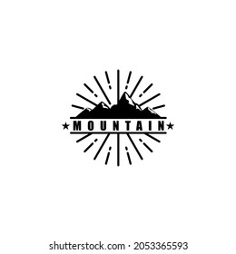 black silhouette mountain logo with mountain writing