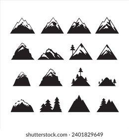 A black silhouette Mountain symbol set