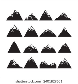 A black silhouette Mountain symbol set