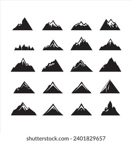 A black silhouette Mountain symbol set