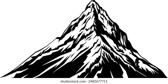 black silhouette of a mountain without background
