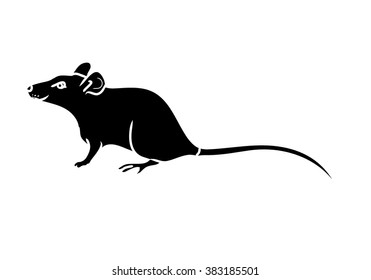 Mouse Stands Drawing Silhouette Vector White Stock Vector (Royalty Free ...