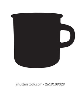 Black silhouette of a mug on an isolated background.Vector.