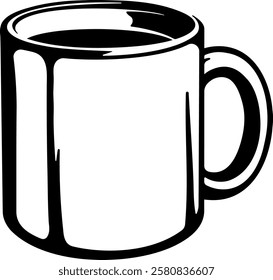 black silhouette of a mug of tea or coffee or drink without background