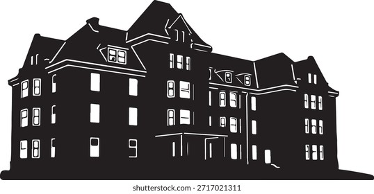 Black Silhouette of a Multi-Story Building