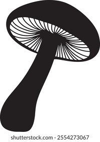 A black silhouette of a mushroom