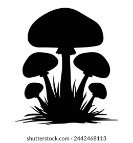 Black silhouette of Mushrooms Bunch vector illustration