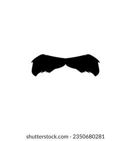 Black silhouette mustache facial hair style. The Chevron, lampshade moustache. Barbershop gentleman hipster fashion. Decorative fake whisker flat elements. Vector illustration isolated on white