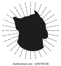 Black silhouette of a muzzle of a dog. Cane Corso. Vector illustration.