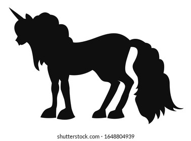 Black silhouette of a mythical animal, unicorn. Vector illustration