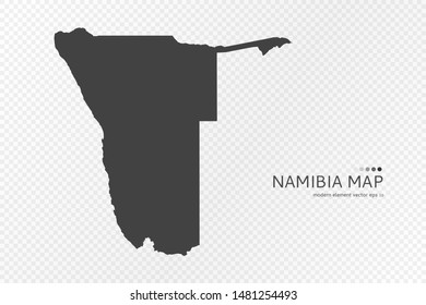 Black silhouette of Namibia map on transparent background. EPS10 vector file organized in layers for easy editing.