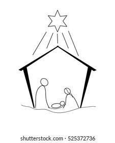 black silhouette nativity scene isolated. vector illustration